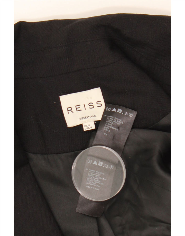 REISS Veste Blazer 1 Bouton Femme UK 8 Petite Laine Noire