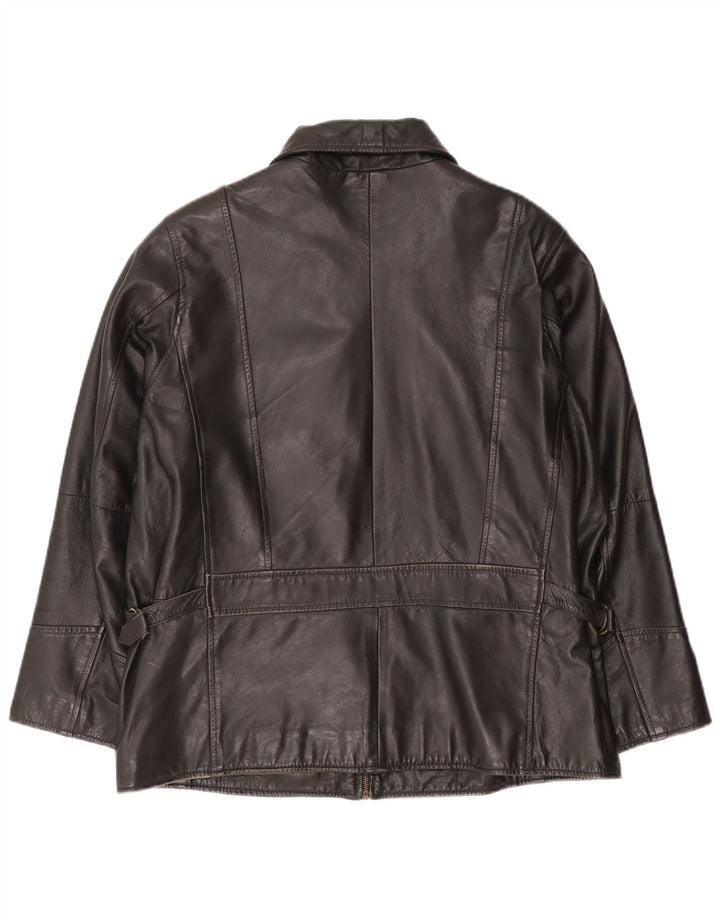 Veste en cuir femme vintage UK 18 XL Cuir Noir