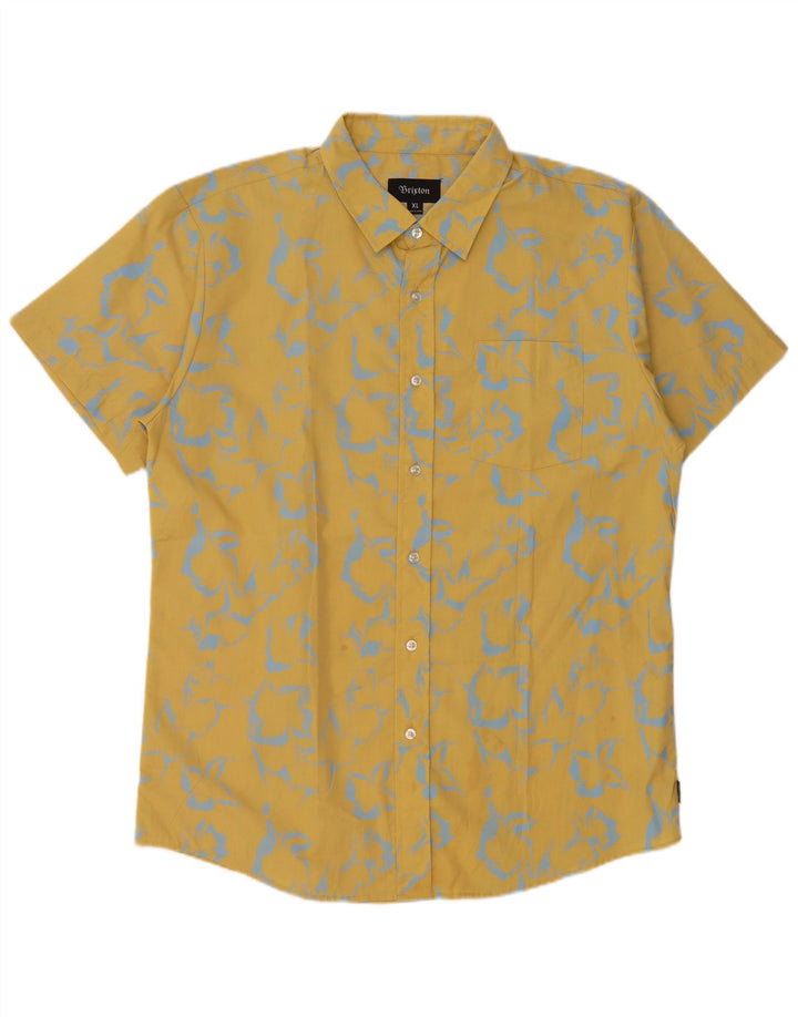Brixton Chemise à manches courtes pour homme à motif abstrait XL en coton jaune