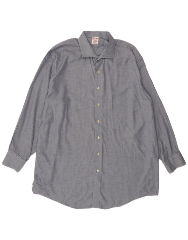 BROOKS BROTHERS Chemise Madison pour homme Taille 18 1/2 2XL Coton pied-de-poule bleu