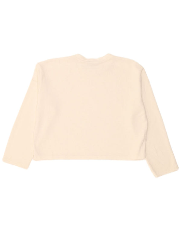 Zara Womens Crop Oversize Top Manches Longues UK 14 Moyen Blanc