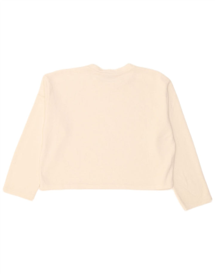 Zara Womens Crop Oversize Top Manches Longues UK 14 Moyen Blanc
