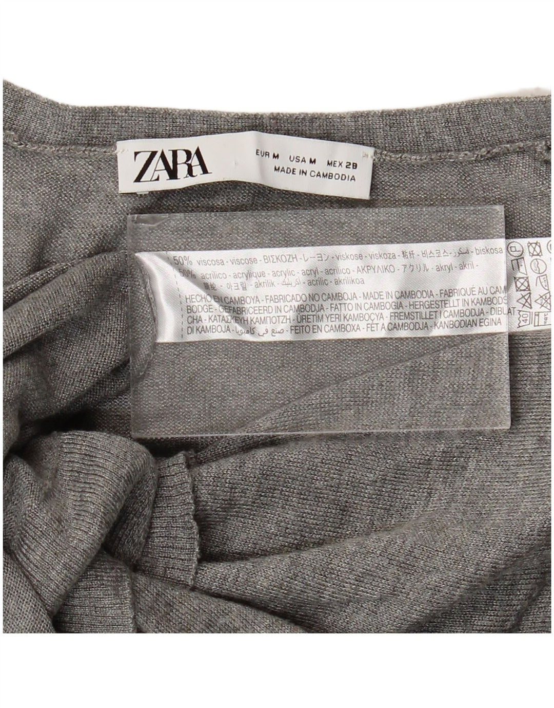 Zara Cardigan Femme Pull UK 14 Gris Moyen Viscose