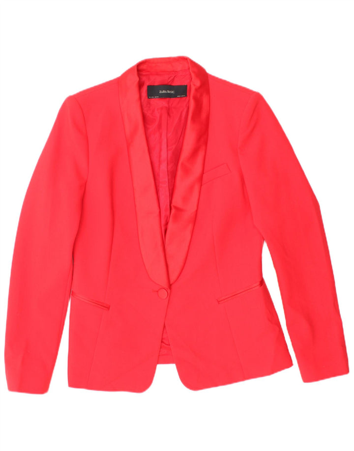 ZARA Femme 1 Bouton Blazer Veste UK 14 Grand Rouge Polyester