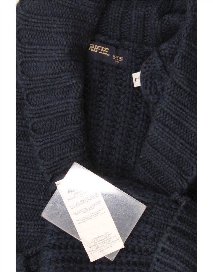 Rifle Mens Cardigan Pull Grand Bleu Marine Acrylique