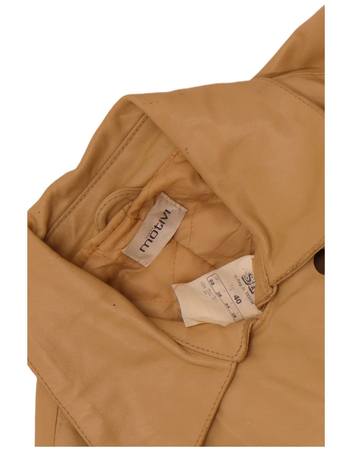 MOTIVI Veste de motard en cuir pour femme UK 8 Petit cuir beige