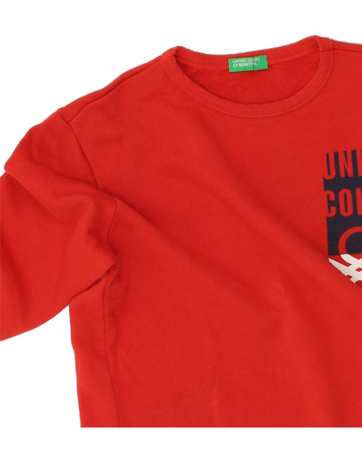 BENETTON Boys Graphic Sweatshirt Jumper 5-6 Years Large  Red Cotton Vintage Benetton and Second-Hand Benetton from Messina Hembry 