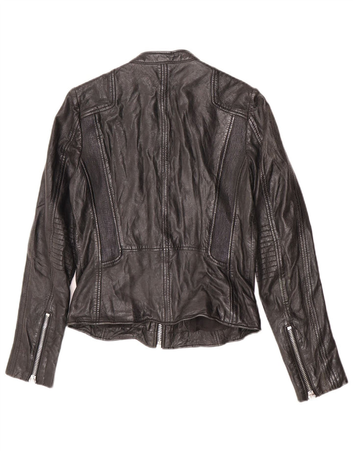 Gipsy Veste de course en cuir pour femme UK 10 Petit cuir noir