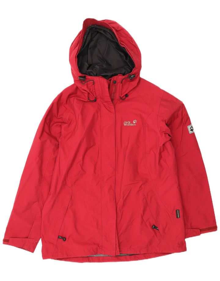 Jack Wolfskin Veste de pluie à capuche pour femme UK 14/16 Large Rouge Polyamide