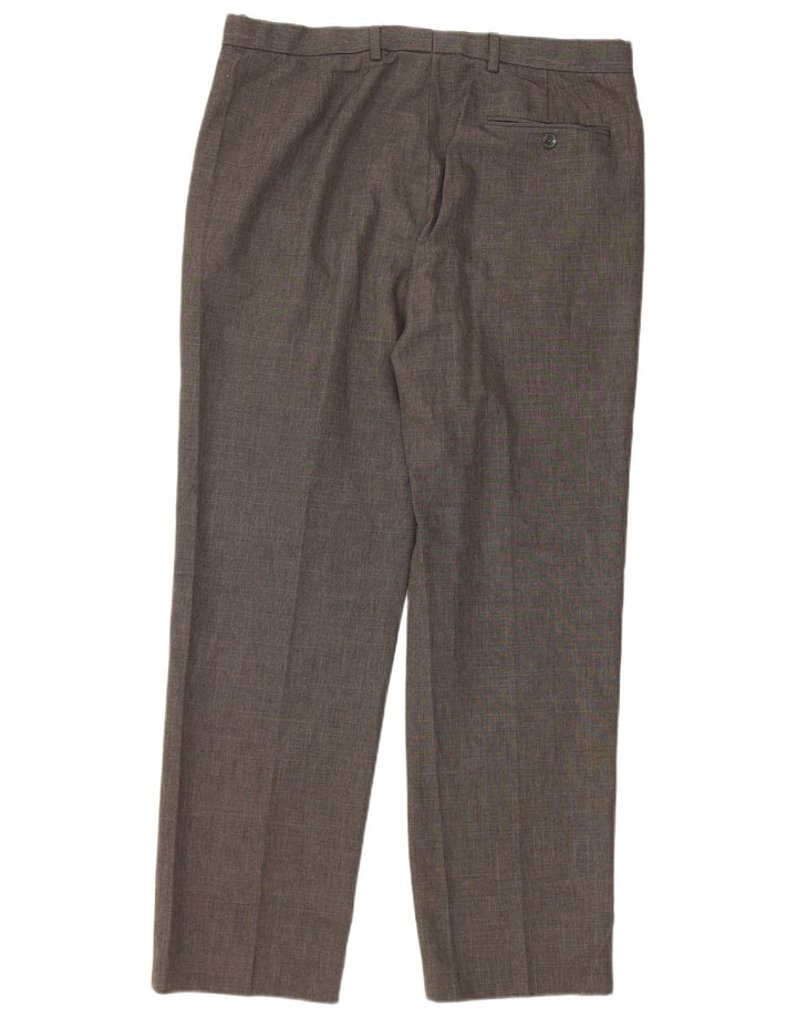 Marks & Spencer Pantalon de Costume Droit Homme W36 L31 Gris Polyester