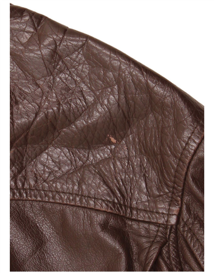 veste en cuir homme vintage IT 50 Grand cuir marron