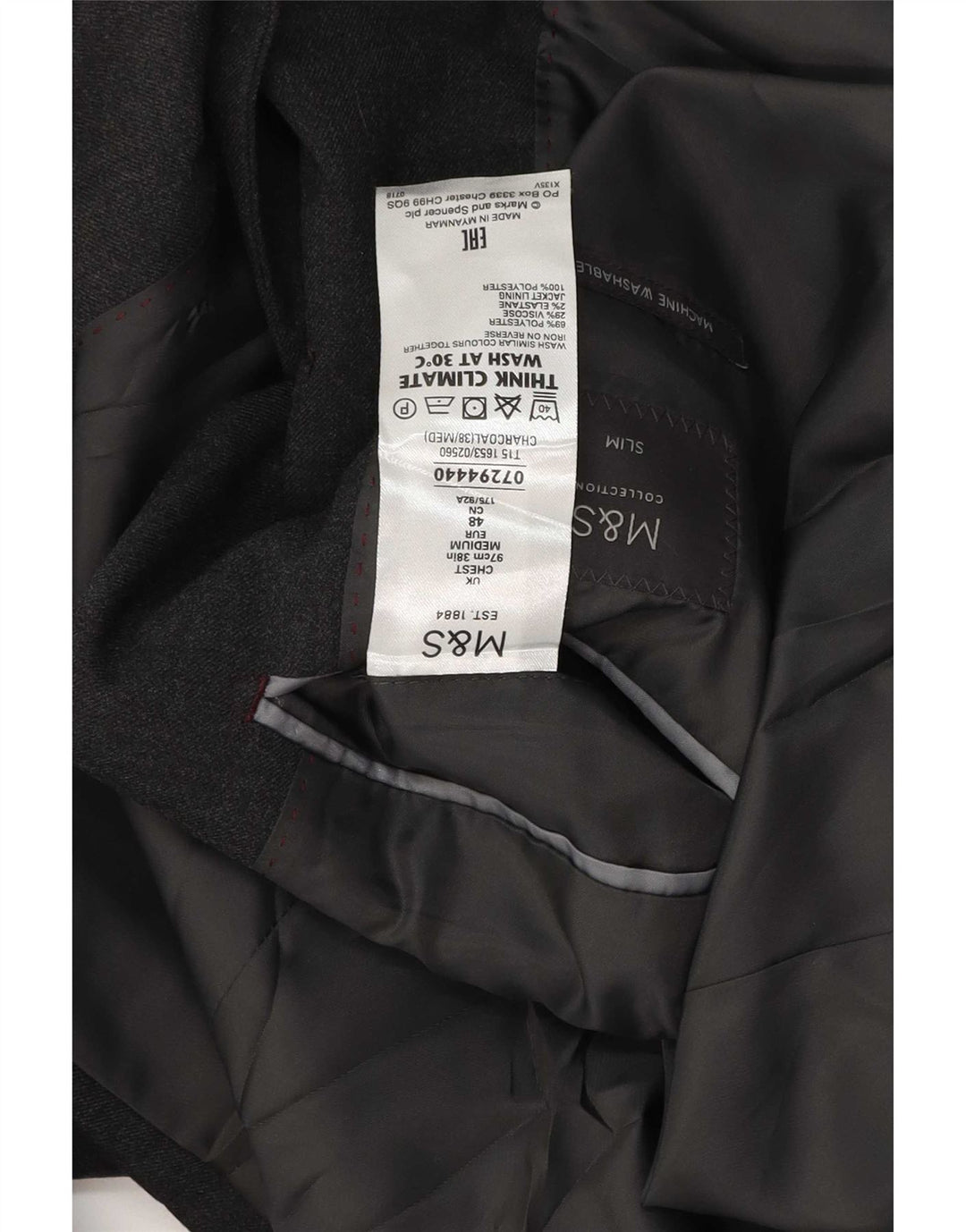 Marks & Spencer Veste blazer coupe slim à 2 boutons pour homme UK 38 laine gris moyen