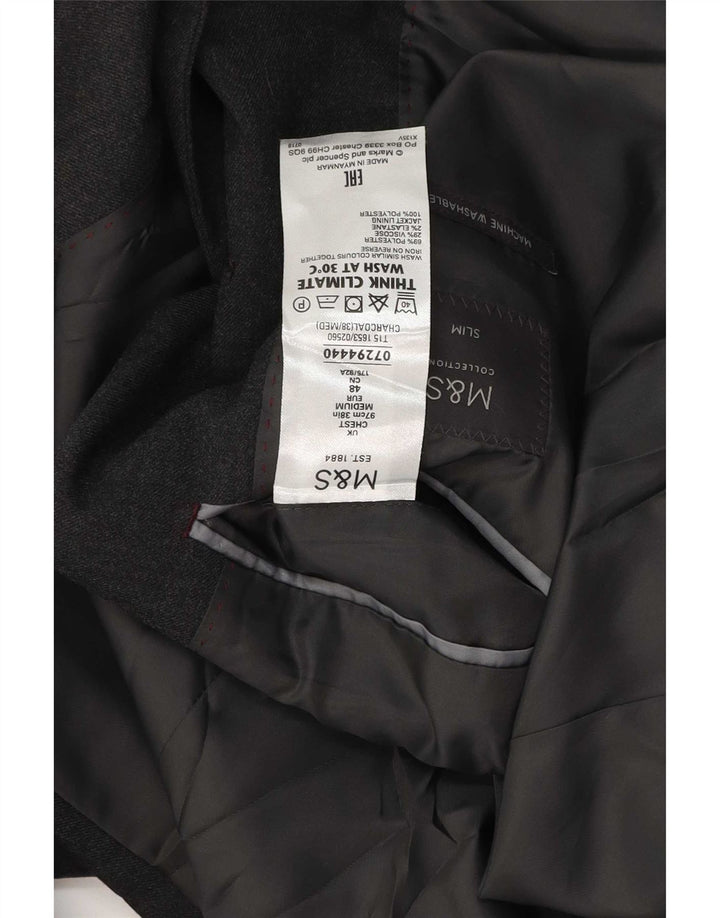 Marks & Spencer Veste blazer coupe slim à 2 boutons pour homme UK 38 laine gris moyen