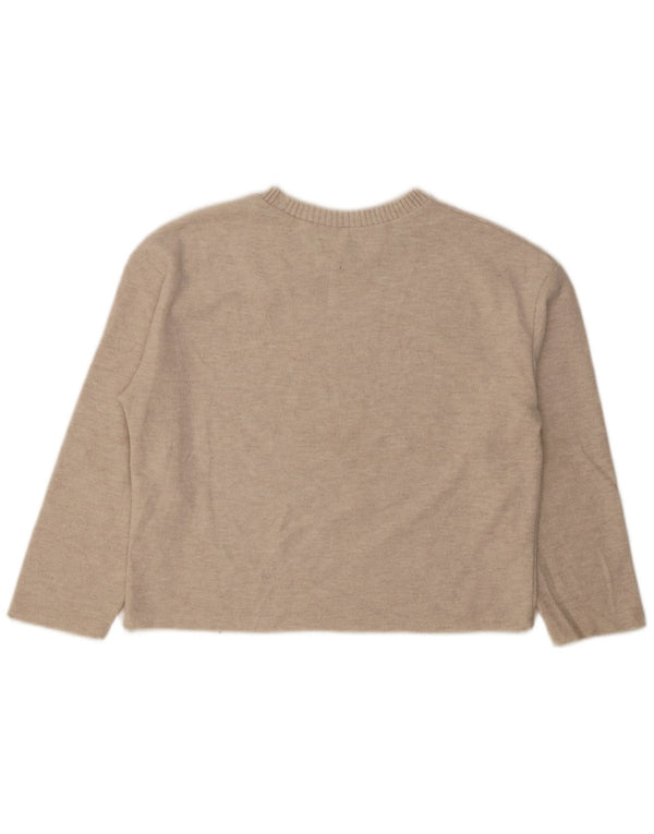 Zara Womens Loose Fit Blouse Top UK 14 Coton Beige Moyen