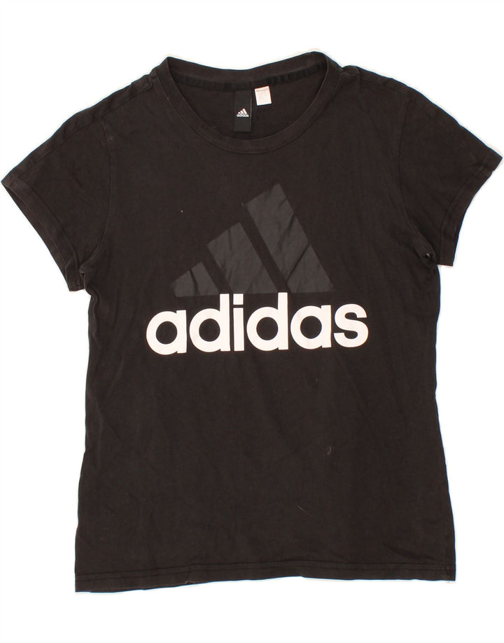 ADIDAS Womens Graphic T-Shirt Top UK 12 Medium Black Vintage Adidas and Second-Hand Adidas from Messina Hembry 