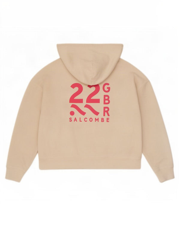 Jack Wills Pull à capuche surdimensionné graphique pour femme UK 8 Petit coton blanc
