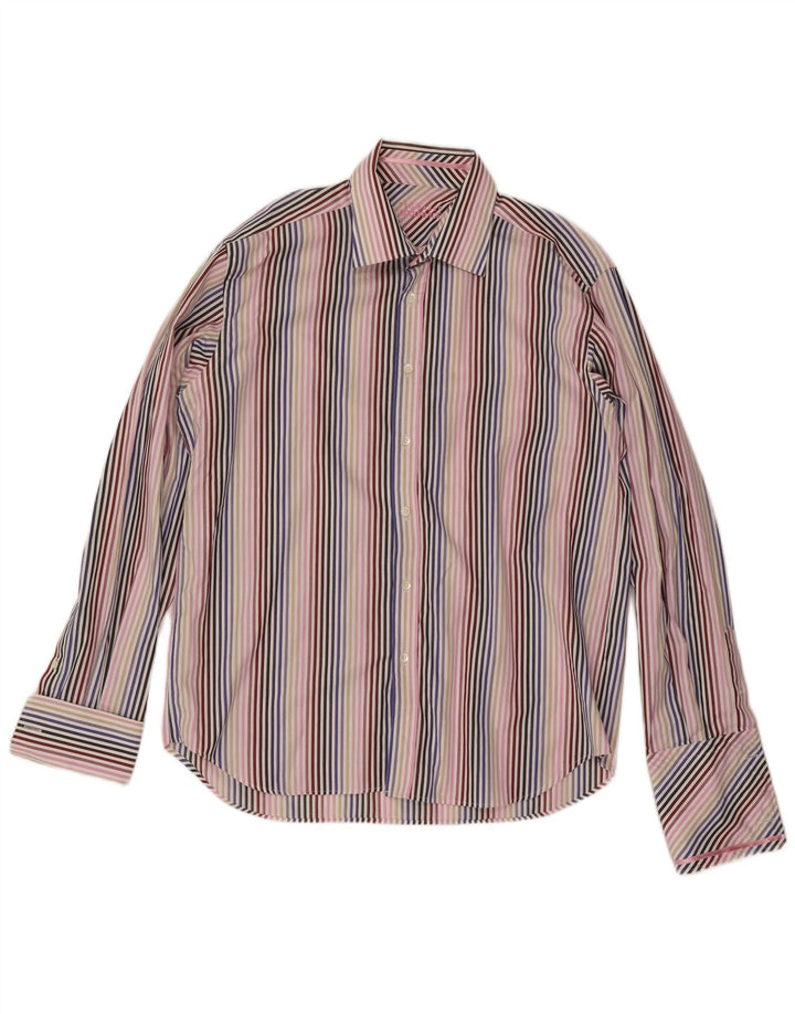 Ted Baker Chemise formelle pour homme Taille 17 1/2 XL Coton rayé multicolore