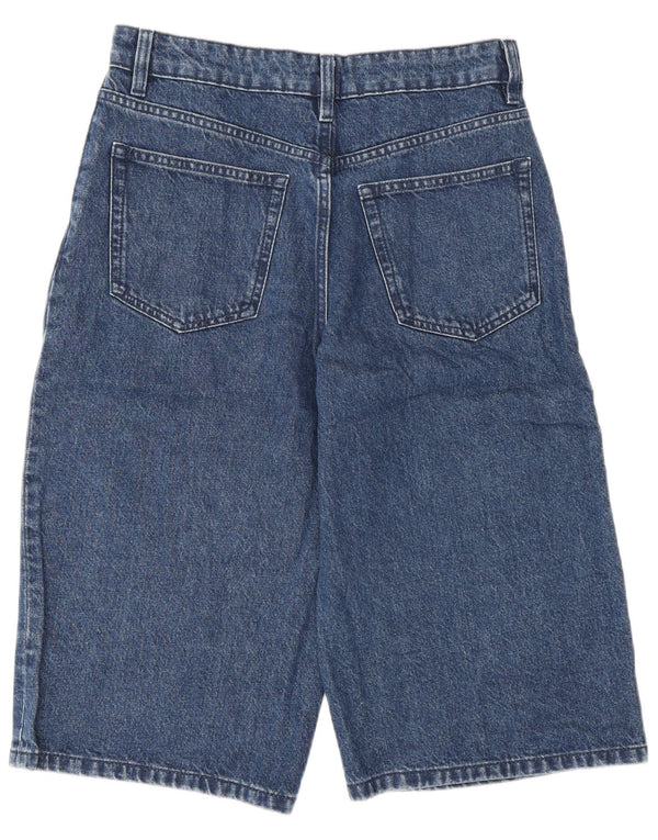 Zara Bermuda taille haute en jean coupe décontractée pour femme EU 34 2XS W24 Bleu
