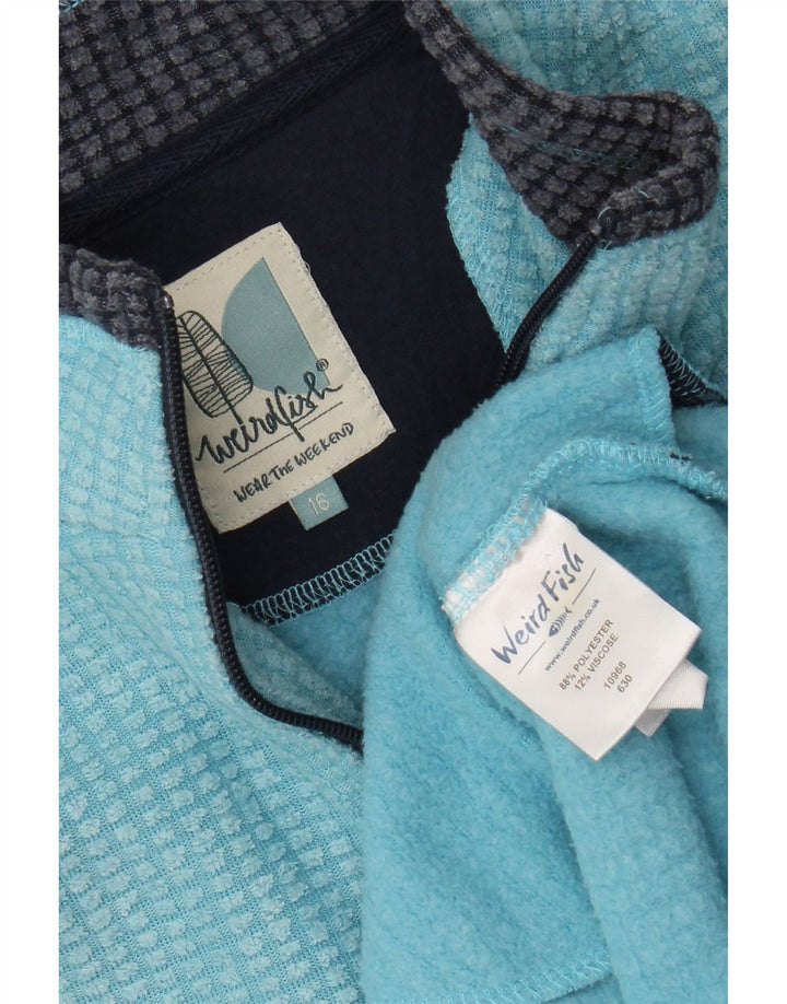 Weird Fish Pull polaire à col zippé pour femme UK 16 Large Bleu Polyester