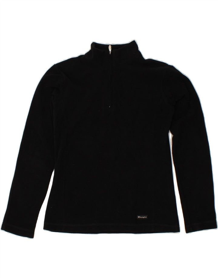 CHAMPION Womens Zip Neck Fleece Jumper UK 10 Small Black Polyester Vintage Champion and Second-Hand Champion from Messina Hembry 