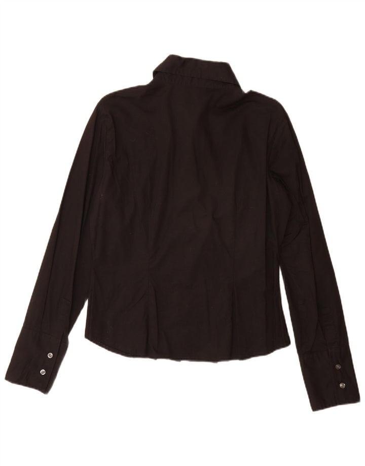 Benetton Chemise Femme UK 14 Coton Noir Moyen