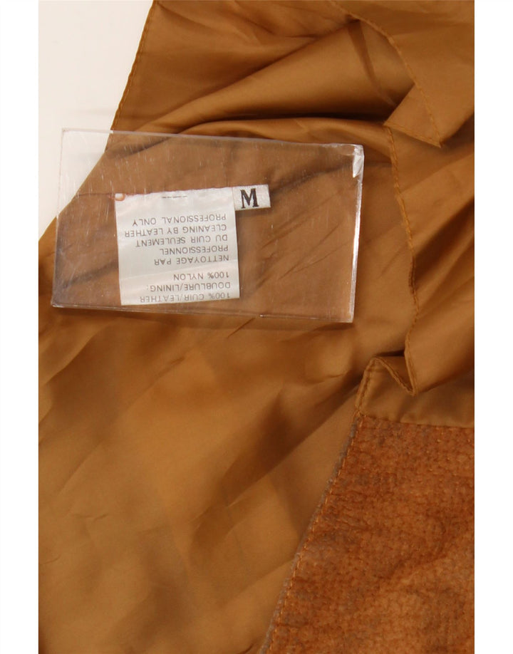 gilet femme vintage UK 12 Cuir brun moyen
