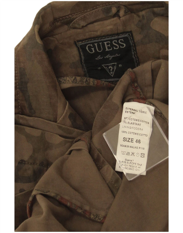 Guess Veste Blazer 3 Boutons Homme IT 46 Petit Marron Camouflage Coton