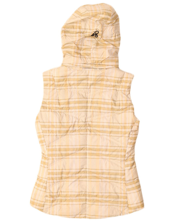 PATAGONIA Femme Gilet Rembourré À Capuche UK 6 XS Beige Check Polyester