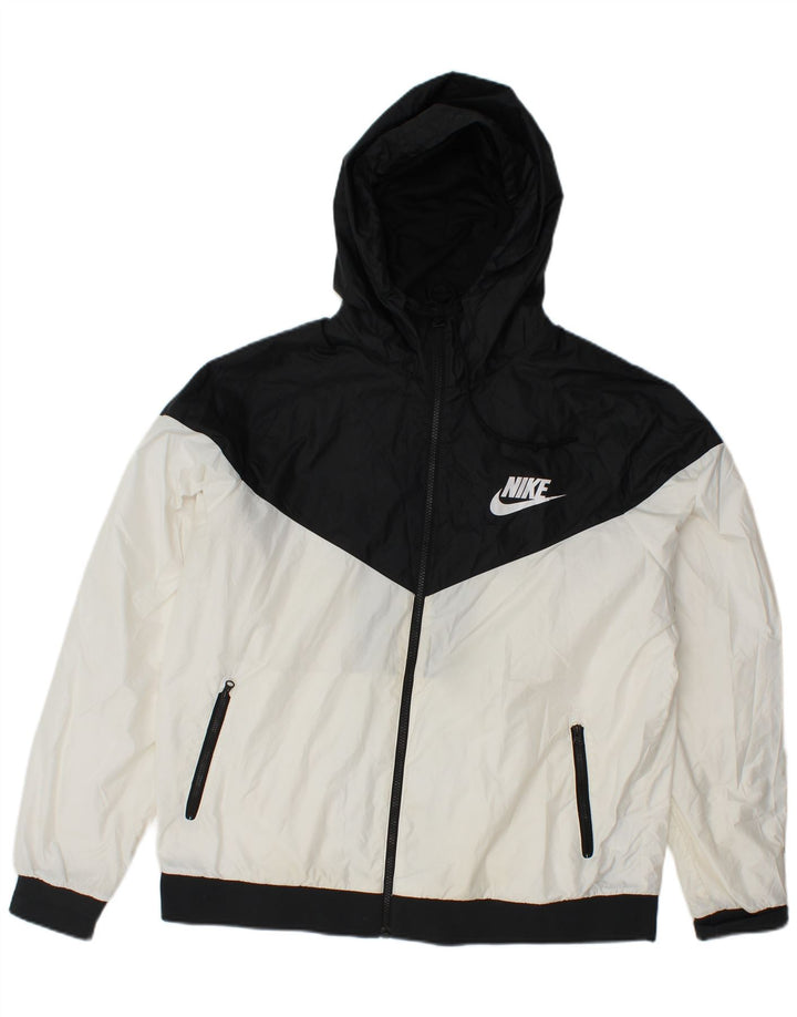 NIKE Veste de survêtement à capuche pour homme XL Blanc Colorblock Polyester