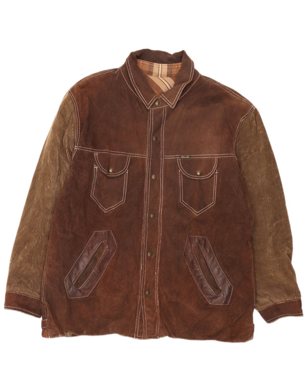 Diesel Veste réversible pour homme UK 40 Grand cuir à carreaux marron