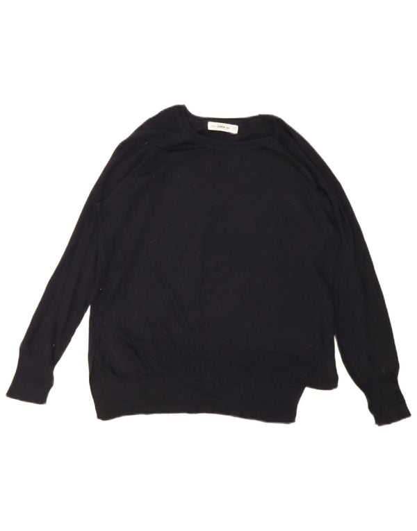 Zara Pull surdimensionné à col bateau pour femme UK 10 Petit Bleu marine