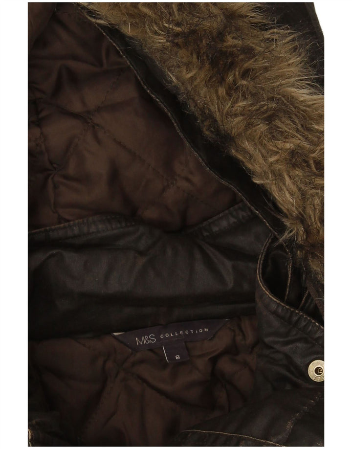 Marks & Spencer Veste à capuche en coton ciré pour femme UK 8 Small Kaki