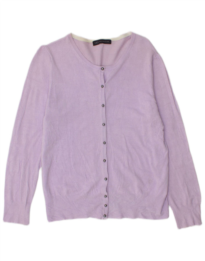 MARKS & SPENCER Pull Cardigan Femme UK 14 Viscose Violet Moyen