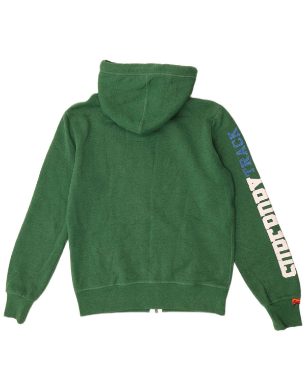 Superdry Pull à Capuche Graphique Zippé Homme Vert Moyen Coton