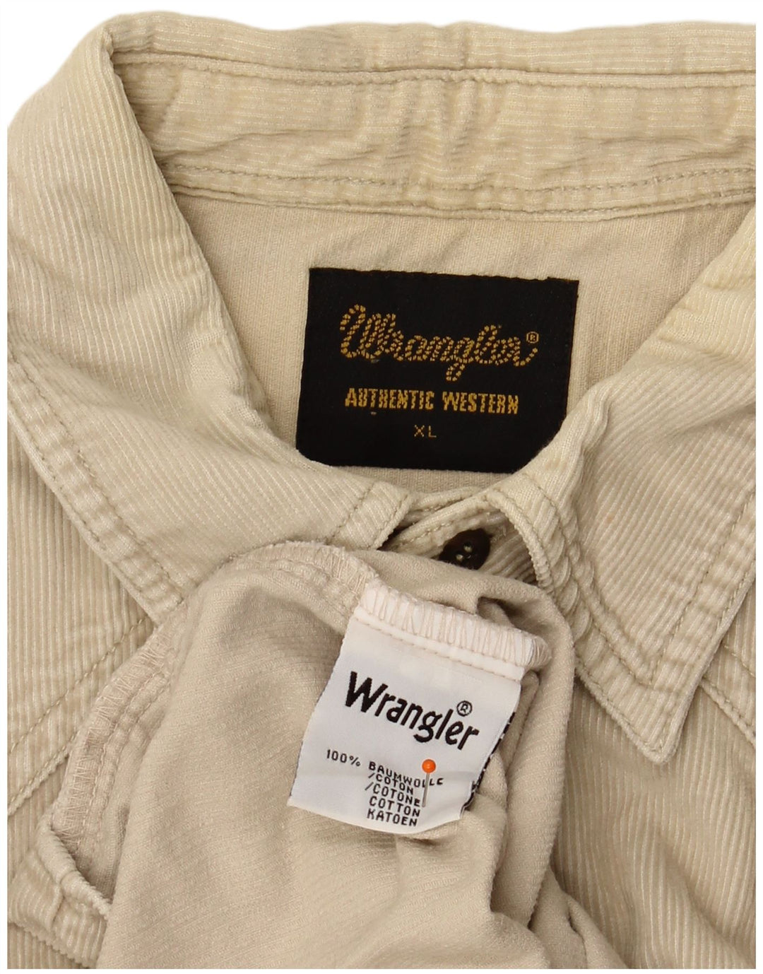 WRANGLER Chemise western en velours côtelé pour homme XL en coton beige