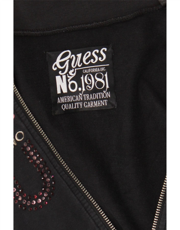 Guess Veste de survêtement graphique pour femme UK 8 Small Noir