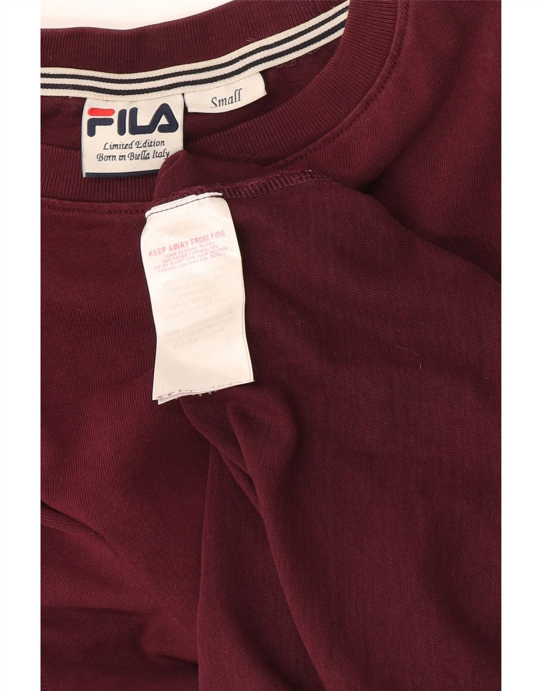 Fila Haut à manches longues pour hommes Petit coton bordeaux