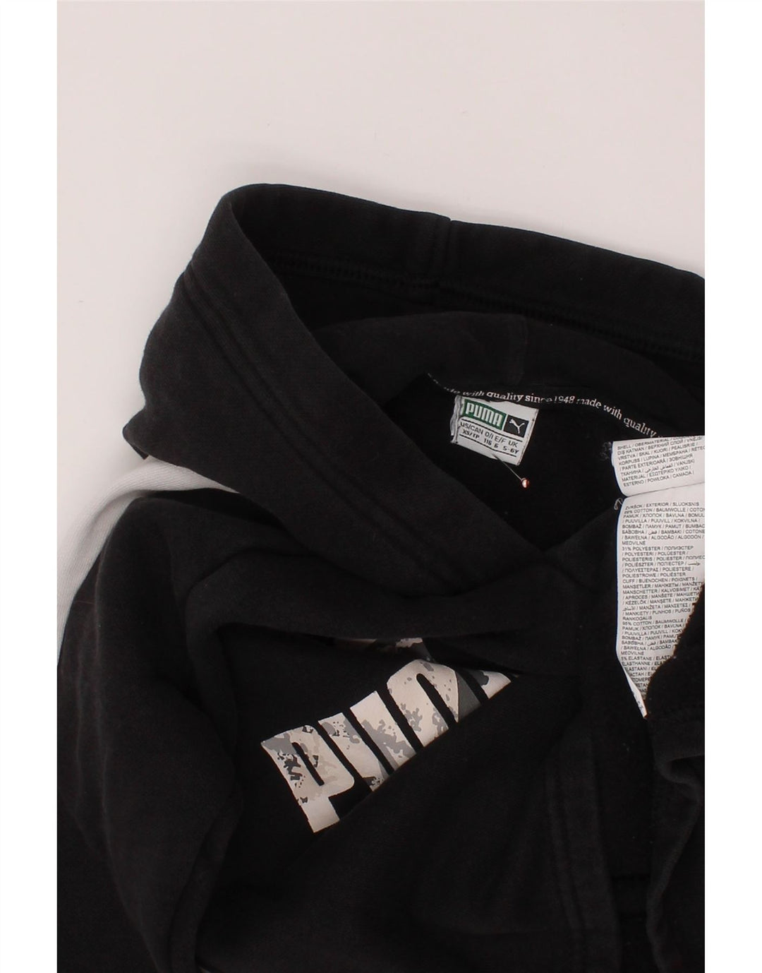 PUMA Sweat à capuche graphique pour garçon 5-6 ans Noir Colorblock Coton
