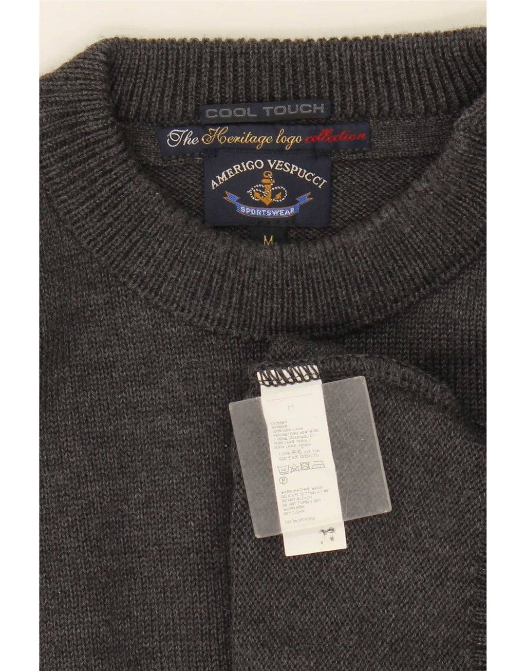 Amerigo Vespucci Pull à col boutonné pour homme en laine gris moyen