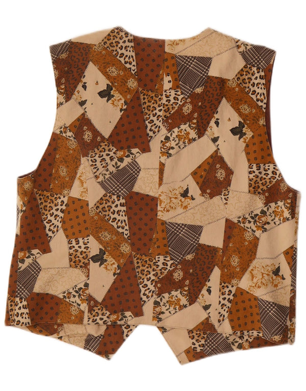 Gilet vintage filles 15-16 ans marron patchwork triacétate