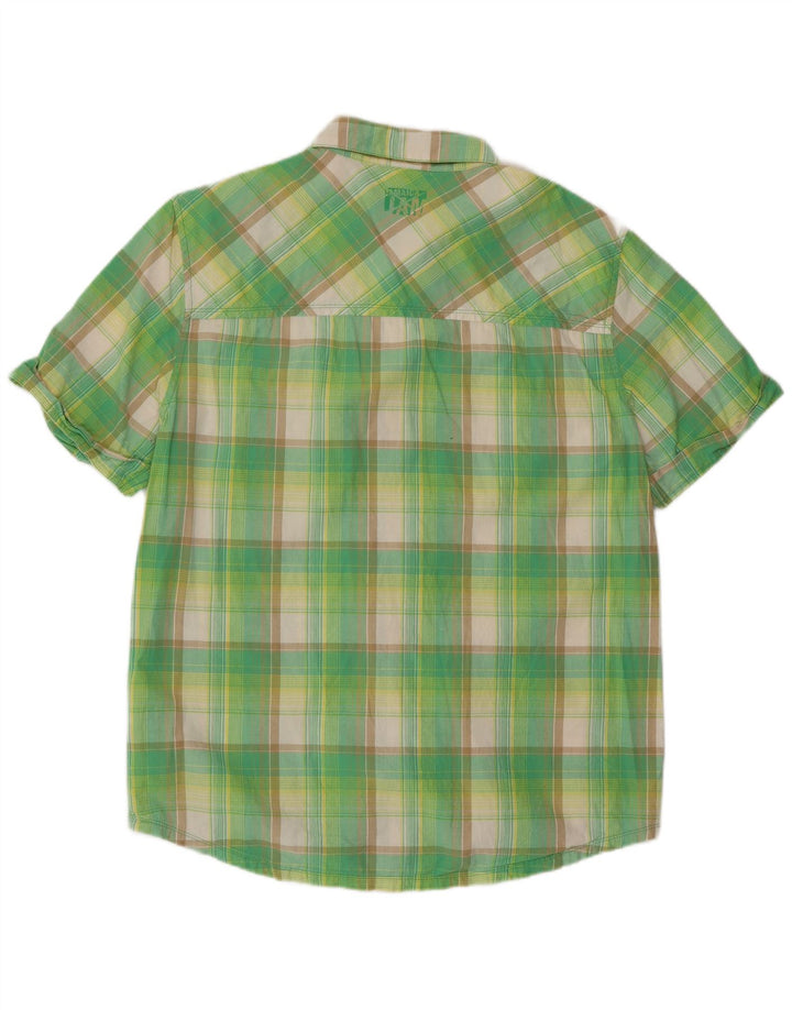 Nike Chemise à manches courtes pour homme en coton à carreaux verts