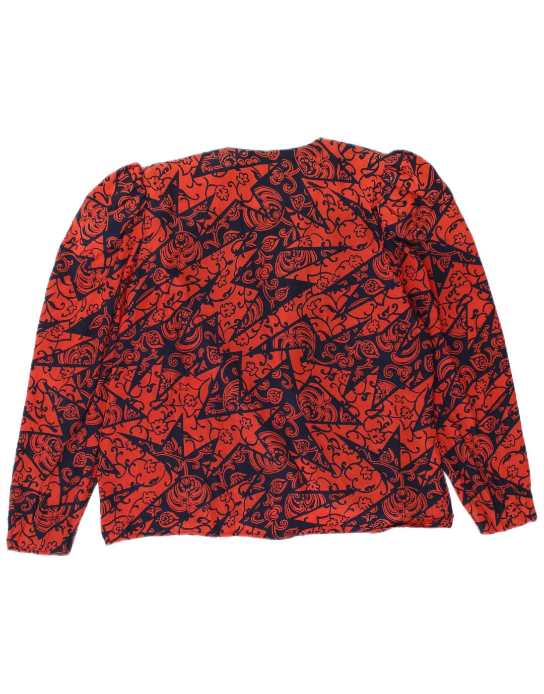 vintage Femme Cardigan Top IT 44 Soie Florale Rouge Moyen