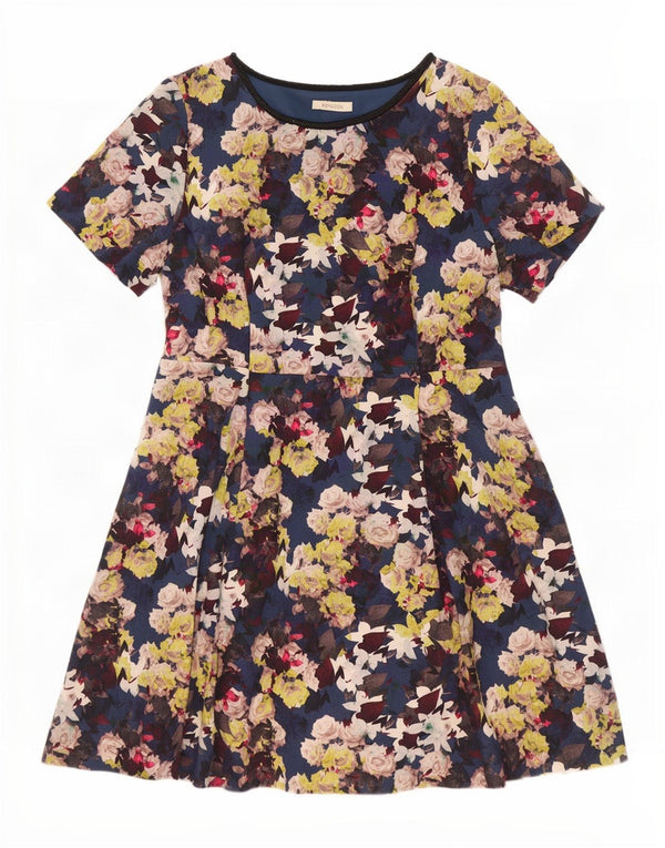Monsoon Robe trapèze pour femme UK 18 XL en coton floral bleu