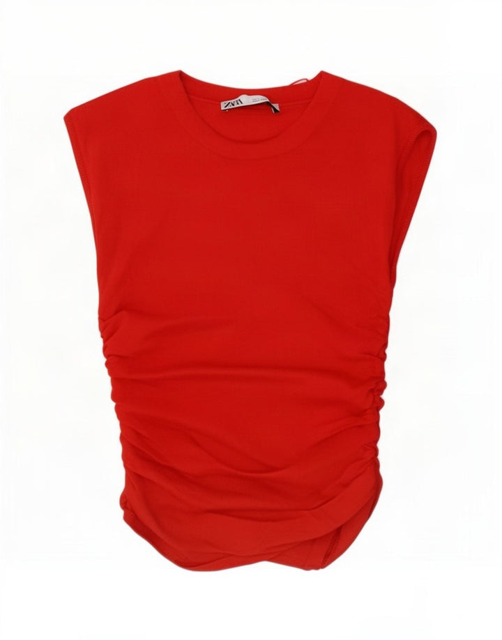 Zara Chemisier Femme Top UK 10 Petit Rouge