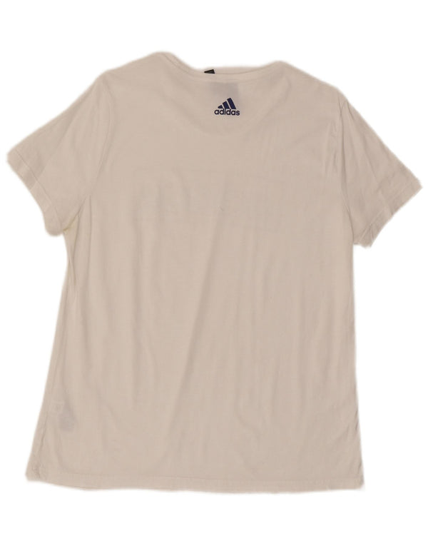 Adidas T-shirt graphique pour femme UK 20/22 XL Blanc Coton
