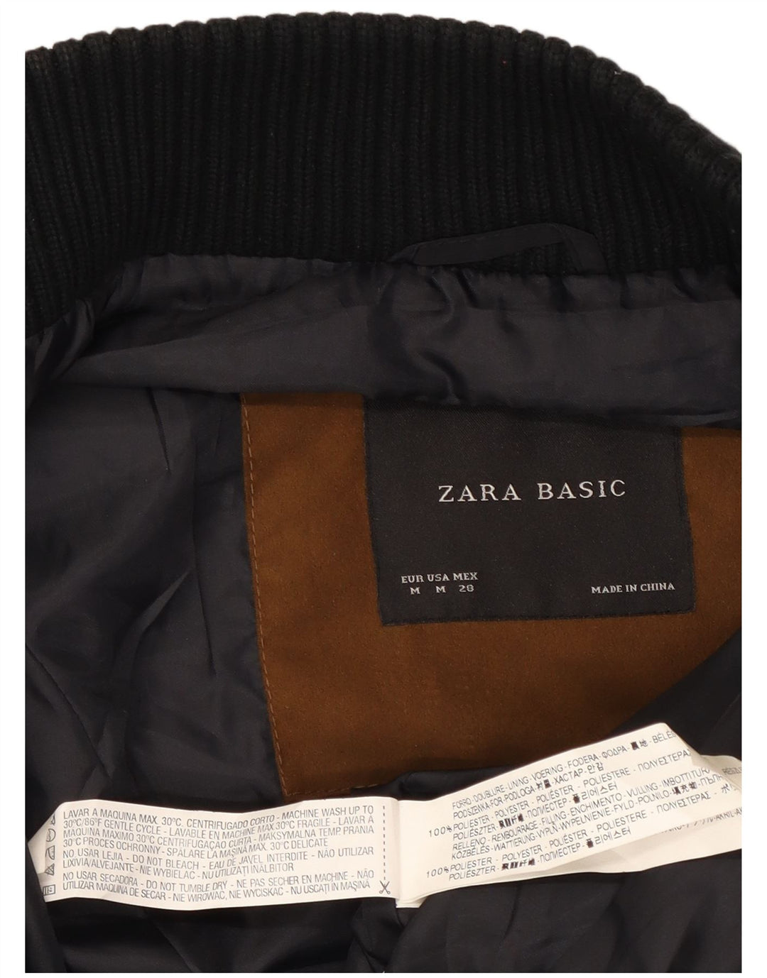 Zara Gilet matelassé pour femme UK 12 Polyester color block noir moyen