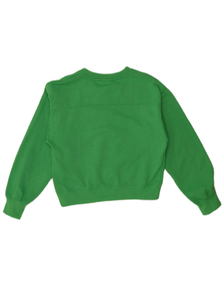 Zara Womens Crop Sweatshirt Jumper UK 10 Petit Vert Polyester