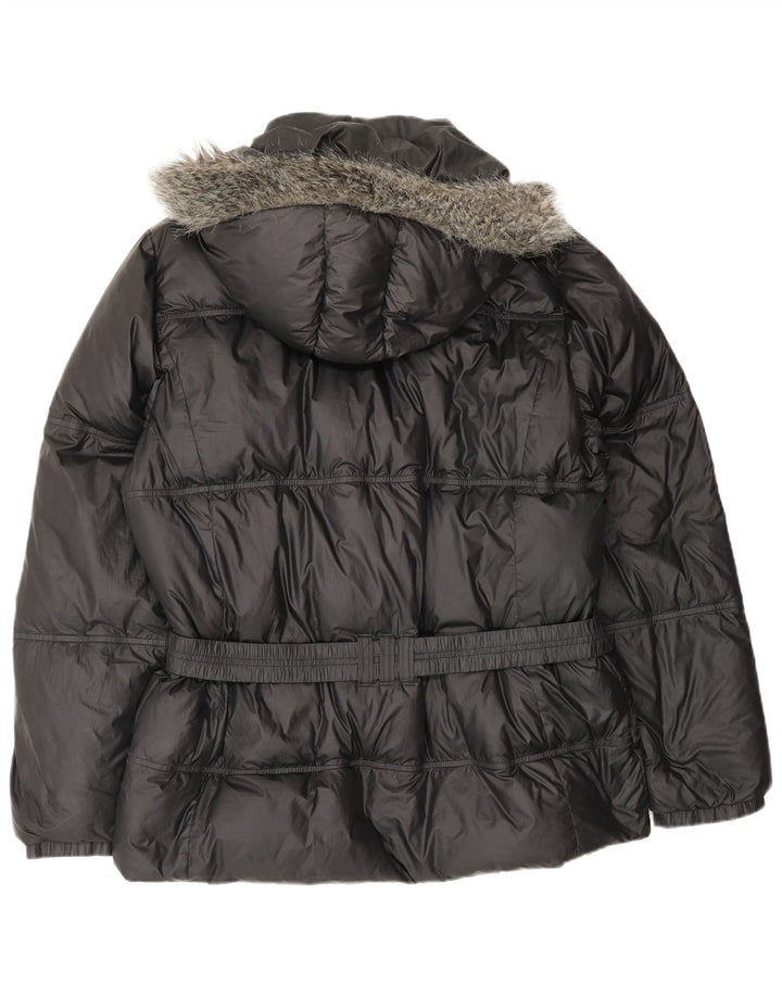 Adidas Veste matelassée à capuche surdimensionnée pour femme UK 18 XL Noir Polyester