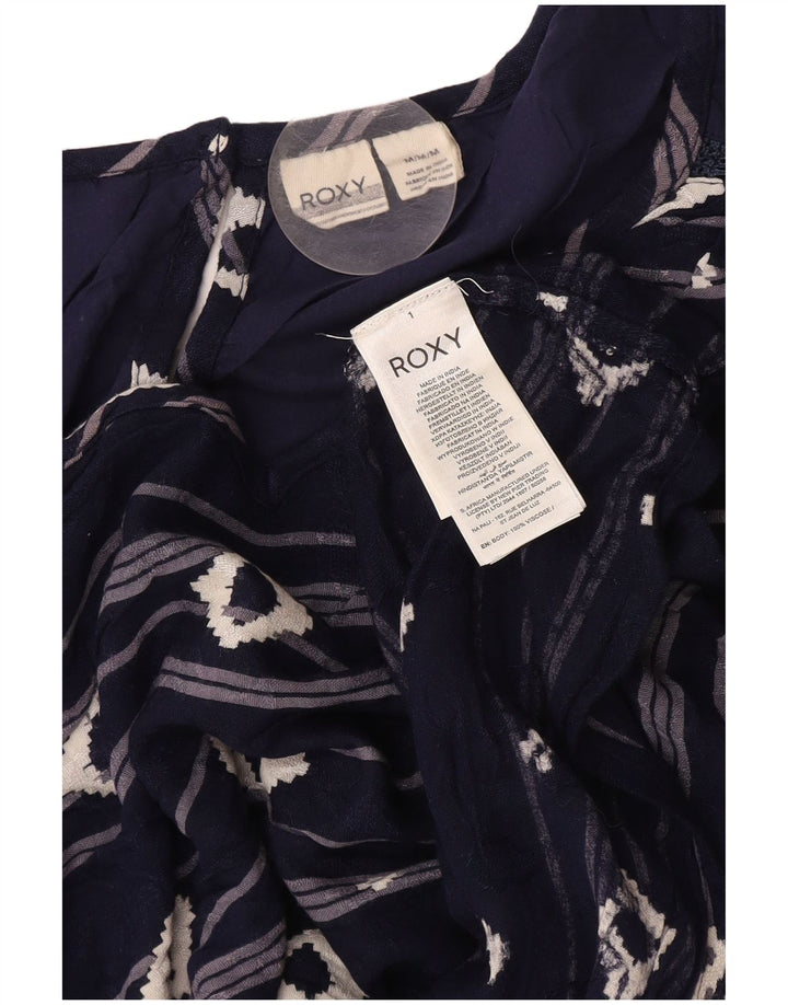 Roxy Chemisier à manches 3/4 pour femme UK 42 Bleu marine moyen en viscose géométrique
