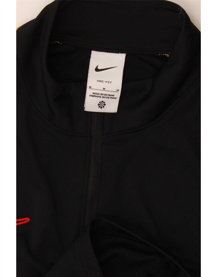 Haut de survêtement Nike Dri Fit Zip Neck pour homme, color block, noir moyen